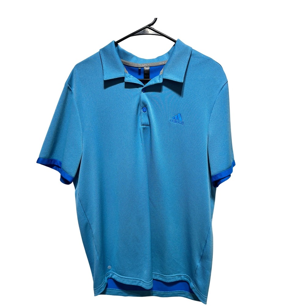 Adidas Golf Polo Shirt Mens Large L Blue ClimaLite Athletic Training